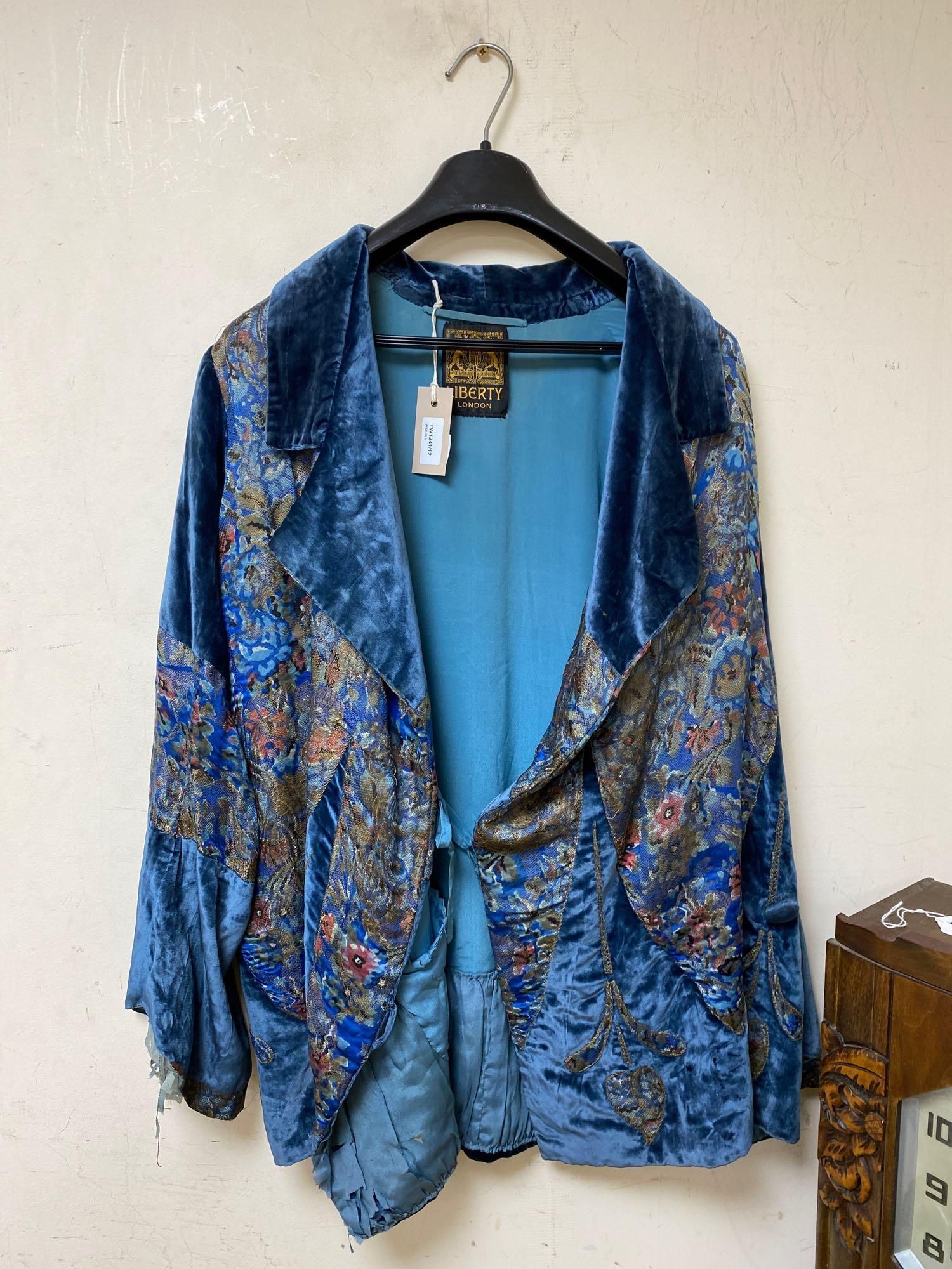 A Liberty & Co ladies embroidered silk and lurex brocade jacket, circa 1920, with original Liberty label